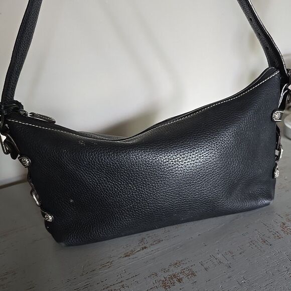 Brighton Black Pebbled Leather Shoulder Bag Women’s Purse Y2K Vibes Queen Of Lov - Picture 4 of 8